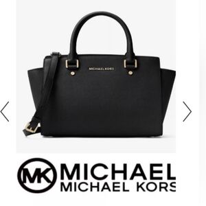Michael Kors Selma Saffiano Black Crossbody Satchel with dustbag